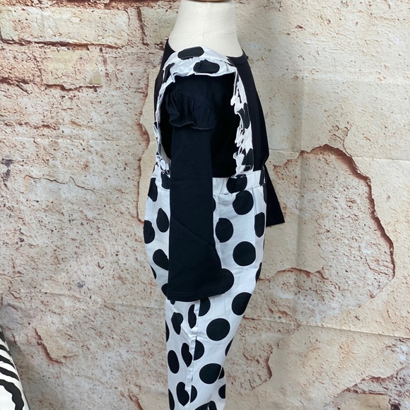 ❌•NWT White Polka Dot 2 Piece Ruffle Bib Set - Picture 7 of 11